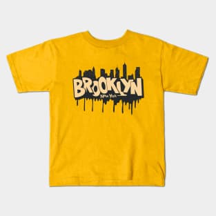 New York Brooklyn - Brooklyn Schriftzug - Brooklyn Logo mit skyline Kids T-Shirt